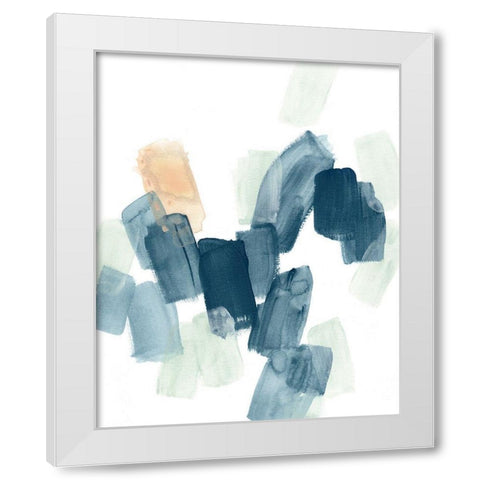Indigo Facets I White Modern Wood Framed Art Print by Vess, June Erica