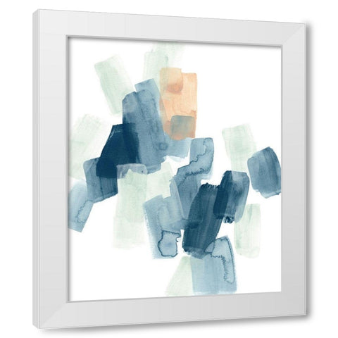 Indigo Facets IV White Modern Wood Framed Art Print by Vess, June Erica
