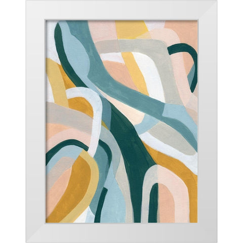 Pastel Puzzle II White Modern Wood Framed Art Print by Vess, June Erica