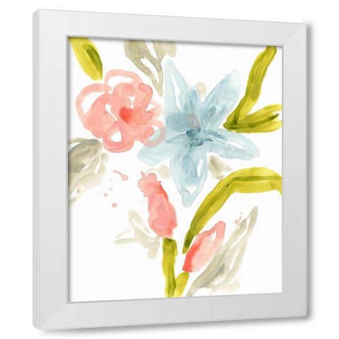 Floral Sonata II White Modern Wood Framed Art Print by Vess, June Erica