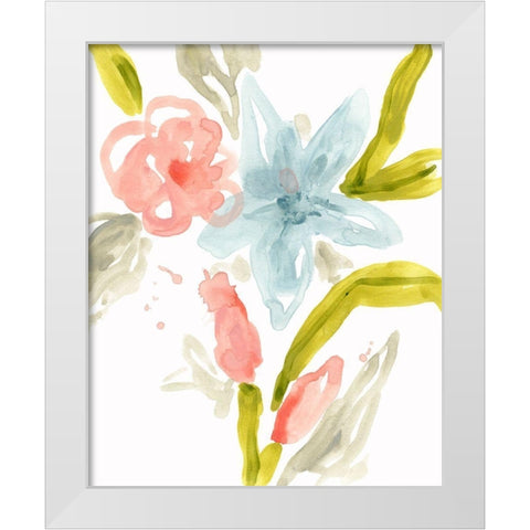 Floral Sonata II White Modern Wood Framed Art Print by Vess, June Erica
