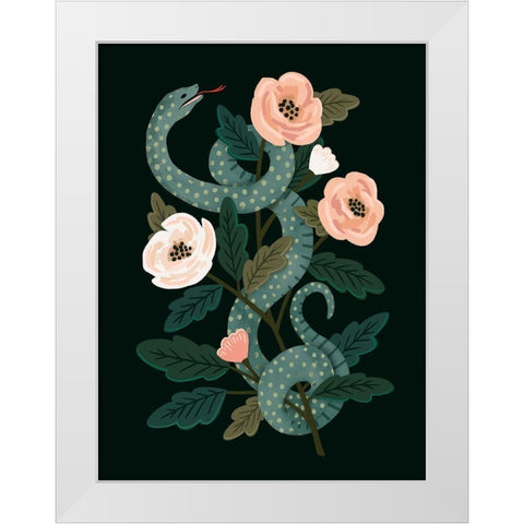 Skull and Snake II White Modern Wood Framed Art Print by Barnes, Victoria