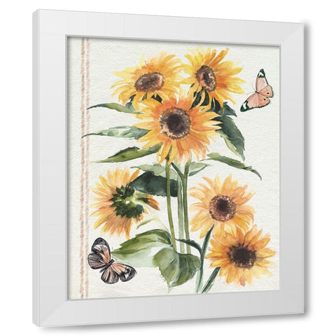 Autumn Sunflowers I White Modern Wood Framed Art Print by Parker, Jennifer Paxton