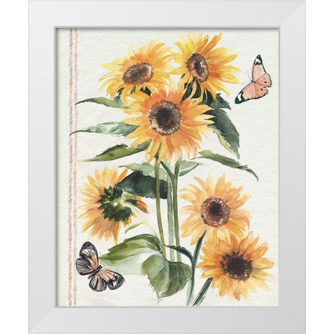 Autumn Sunflowers I White Modern Wood Framed Art Print by Parker, Jennifer Paxton