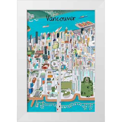 View from Above Vancouver White Modern Wood Framed Art Print by Daly, Carla