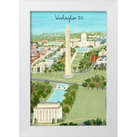 View from Above Washington DC White Modern Wood Framed Art Print by Daly, Carla