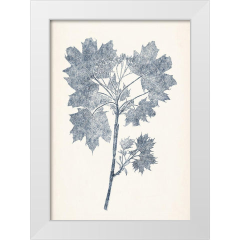 Navy Botanicals I White Modern Wood Framed Art Print by Vision Studio