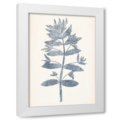 Navy Botanicals III White Modern Wood Framed Art Print by Vision Studio