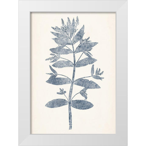 Navy Botanicals III White Modern Wood Framed Art Print by Vision Studio