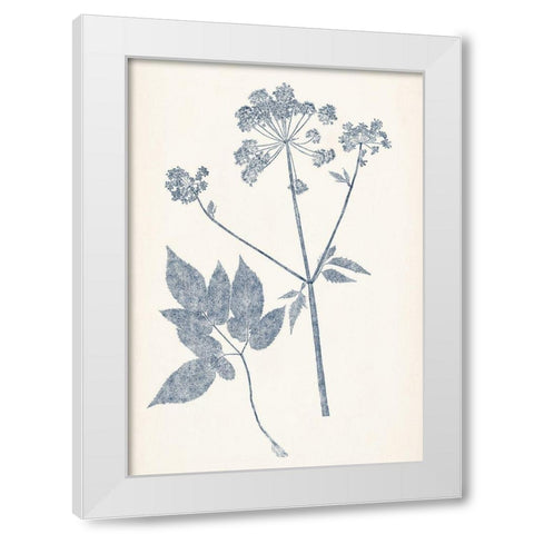 Navy Botanicals IV White Modern Wood Framed Art Print by Vision Studio