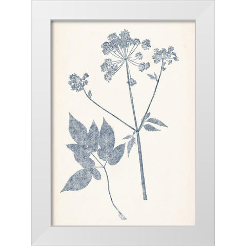 Navy Botanicals IV White Modern Wood Framed Art Print by Vision Studio