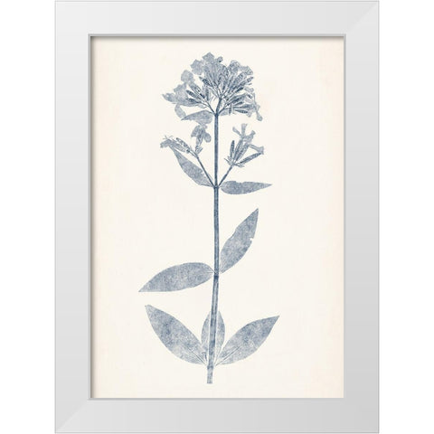 Navy Botanicals V White Modern Wood Framed Art Print by Vision Studio