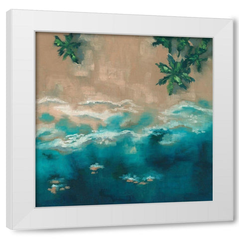 Blue Shore White Modern Wood Framed Art Print by Keusder, Danusia