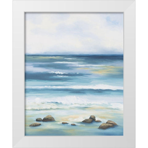 Blue Crush White Modern Wood Framed Art Print by Keusder, Danusia
