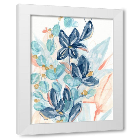 Blooming Blues I White Modern Wood Framed Art Print by Vess, June Erica