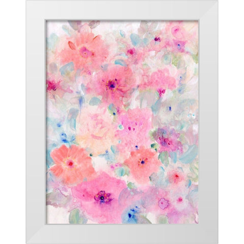 Bright Floral Design I White Modern Wood Framed Art Print by OToole, Tim