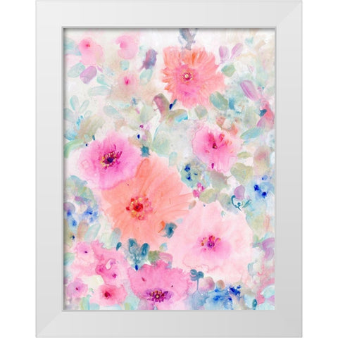 Bright Floral Design II White Modern Wood Framed Art Print by OToole, Tim