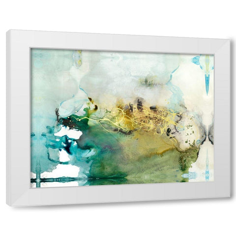 Embellished Organic Abstract White Modern Wood Framed Art Print by Bramma, Lila