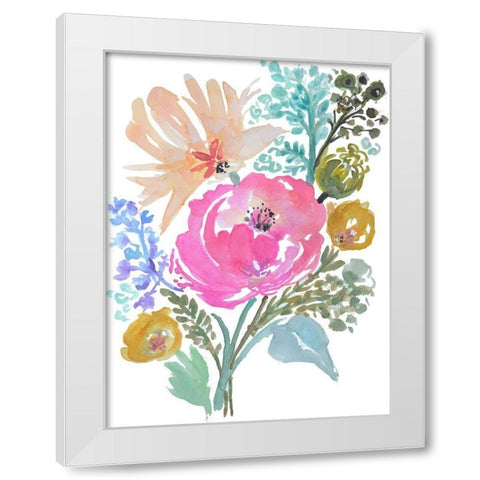 Flower Posy I White Modern Wood Framed Art Print by Fields, Karen