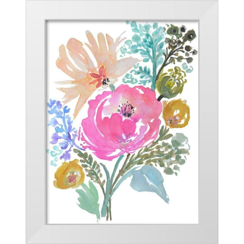 Flower Posy I White Modern Wood Framed Art Print by Fields, Karen