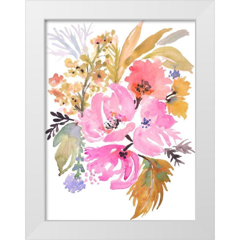 Flower Posy IV White Modern Wood Framed Art Print by Fields, Karen