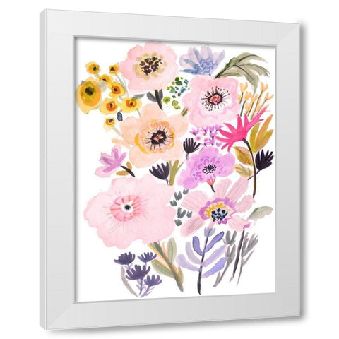 Flower Posy V White Modern Wood Framed Art Print by Fields, Karen