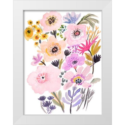 Flower Posy V White Modern Wood Framed Art Print by Fields, Karen