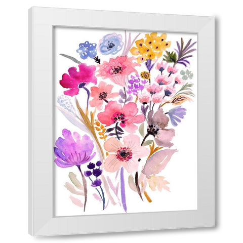 Flower Posy VI White Modern Wood Framed Art Print by Fields, Karen