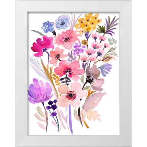Flower Posy VI White Modern Wood Framed Art Print by Fields, Karen