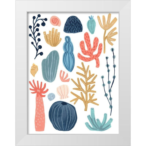 Reef Assortment I White Modern Wood Framed Art Print by Vess, June Erica