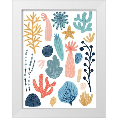 Reef Assortment II White Modern Wood Framed Art Print by Vess, June Erica
