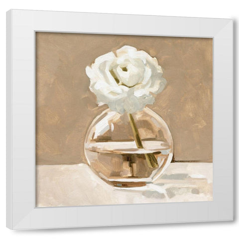 Neutral Bud Vase I White Modern Wood Framed Art Print by Caroline, Emma