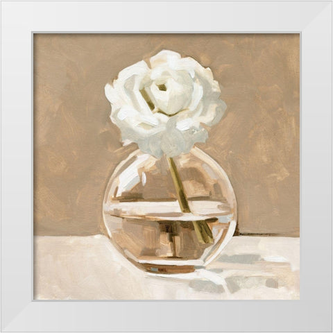Neutral Bud Vase I White Modern Wood Framed Art Print by Caroline, Emma