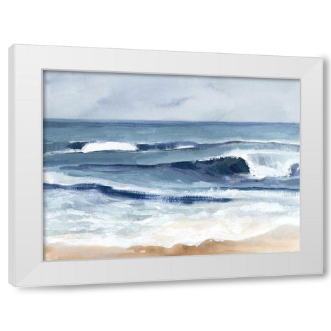 Surf Spray I White Modern Wood Framed Art Print by Barnes, Victoria