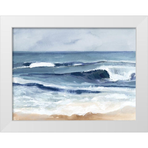 Surf Spray I White Modern Wood Framed Art Print by Barnes, Victoria