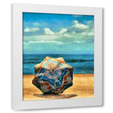 Beach Umbrella III White Modern Wood Framed Art Print by Saunders, Alonzo