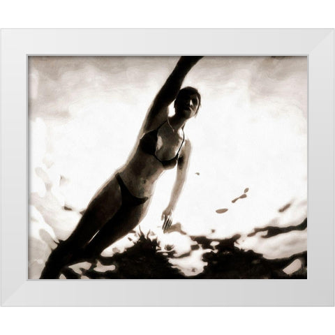 Evening Swim I White Modern Wood Framed Art Print by Saunders, Alonzo
