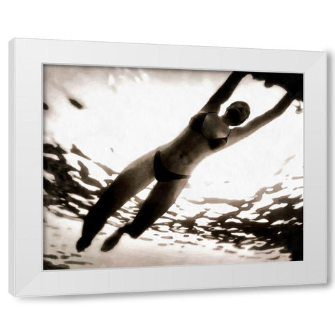 Evening Swim II White Modern Wood Framed Art Print by Saunders, Alonzo