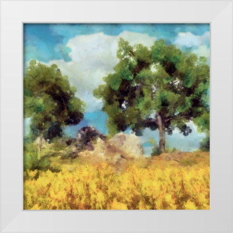 Mellow Yellow Landscape I White Modern Wood Framed Art Print by Saunders, Alonzo