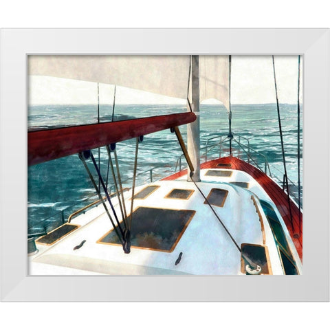 Sailing the Seas I White Modern Wood Framed Art Print by Saunders, Alonzo