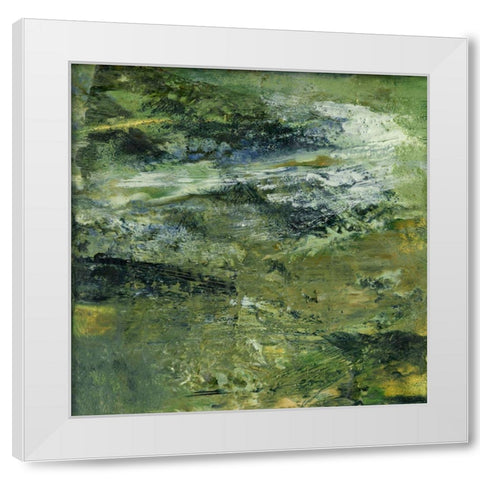 Encaustic Tile in Green III White Modern Wood Framed Art Print by Gordon, Sharon