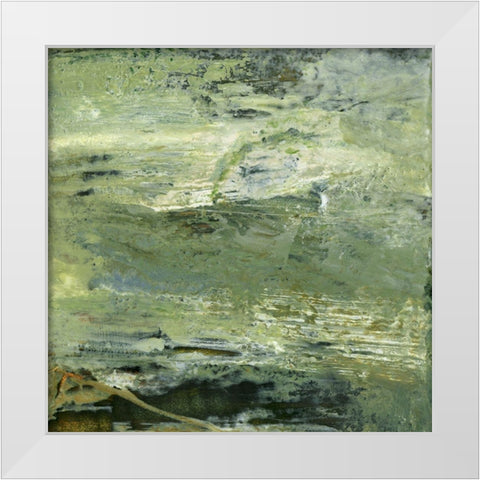 Encaustic Tile in Green VIII White Modern Wood Framed Art Print by Gordon, Sharon