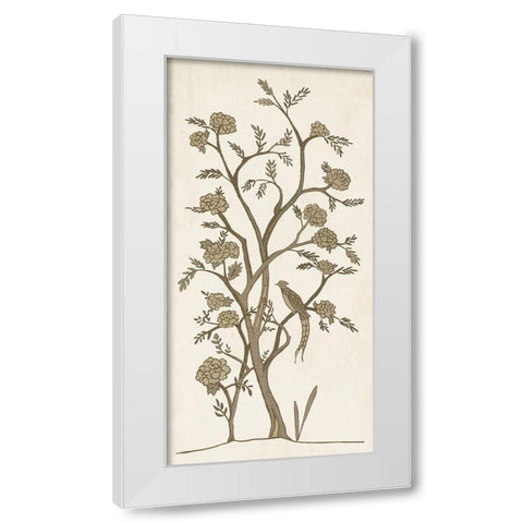 Custom Sepia Chinoiserie I White Modern Wood Framed Art Print by Zarris, Chariklia