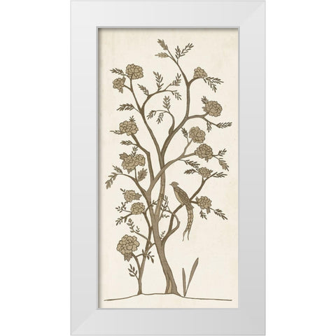 Custom Sepia Chinoiserie I White Modern Wood Framed Art Print by Zarris, Chariklia