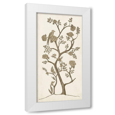 Custom Sepia Chinoiserie II White Modern Wood Framed Art Print by Zarris, Chariklia