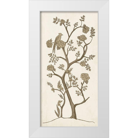 Custom Sepia Chinoiserie II White Modern Wood Framed Art Print by Zarris, Chariklia