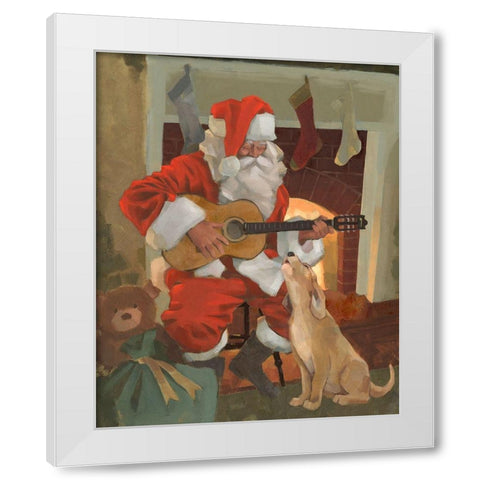 Santa Serenade White Modern Wood Framed Art Print by Green, Jacob