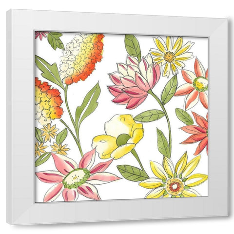 Bouquet Garden I White Modern Wood Framed Art Print by Zarris, Chariklia