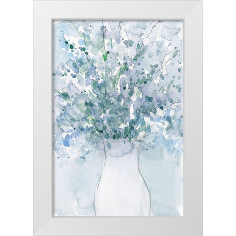 Powder Blue Arrangement in Vase I White Modern Wood Framed Art Print by Dixon, Samuel