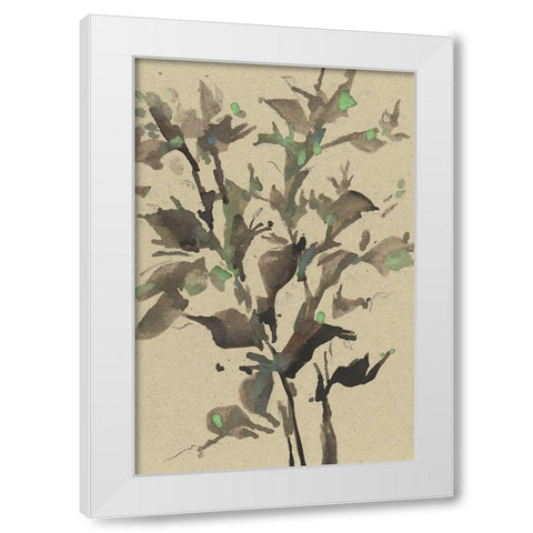 Leaves on Taupe II White Modern Wood Framed Art Print by Dixon, Samuel